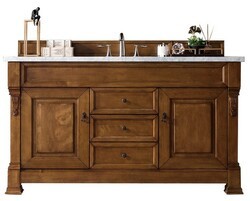 JAMES MARTIN 147-114-5371-3AF BROOKFIELD 60 INCH COUNTRY OAK SINGLE VANITY WITH 3 CM ARCTIC FALL SOLID SURFACE TOP