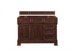 JAMES MARTIN 147-114-5286-3CAR BROOKFIELD 48 INCH WARM CHERRY SINGLE VANITY WITH DRAWERS WITH 3 CM CARRARA MARBLE TOP