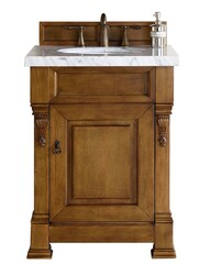 JAMES MARTIN 147-114-V26-COK-3CAR BROOKFIELD 26 INCH COUNTRY OAK SINGLE VANITY WITH 3 CM CARRARA MARBLE TOP