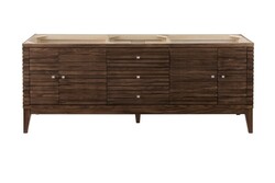JAMES MARTIN 210-V72D-WLT LINEAR 72 INCH DOUBLE VANITY IN MID CENTURY WALNUT
