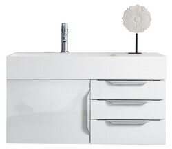 JAMES MARTIN 389-V36-GW-A-GW MERCER ISLAND 36 INCH SINGLE VANITY IN GLOSSY WHITE WITH GLOSSY WHITE SOLID SURFACE TOP