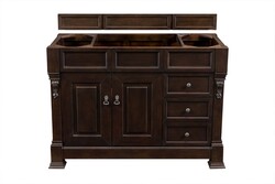 JAMES MARTIN 147-114-5266-3CSP BROOKFIELD 48 INCH BURNISHED MAHOGANY SINGLE VANITY WITH DRAWERS WITH 3 CM CHARCOAL SOAPSTONE QUARTZ TOP WITH SINK