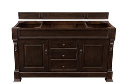 JAMES MARTIN 147-114-5361-3GEX BROOKFIELD 60 INCH BURNISHED MAHOGANY SINGLE VANITY WITH 3 CM GREY EXPO QUARTZ TOP WITH SINK