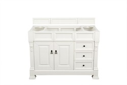 JAMES MARTIN 147-V48-BW-3GEX BROOKFIELD 48 INCH BRIGHT WHITE SINGLE VANITY WITH DRAWERS WITH 3 CM GREY EXPO QUARTZ TOP WITH SINK