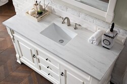 JAMES MARTIN 147-V60S-BW-3AF BROOKFIELD 60 INCH BRIGHT WHITE SINGLE VANITY WITH 3 CM ARCTIC FALL SOLID SURFACE TOP