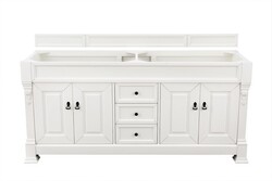 JAMES MARTIN 147-V72-BW-3EJP BROOKFIELD 72 INCH BRIGHT WHITE DOUBLE VANITY WITH 3 CM ETERNAL JASMINE PEARL QUARTZ TOP WITH SINK