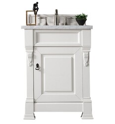 JAMES MARTIN 147-V26-BW-3CAR BROOKFIELD 26 INCH BRIGHT WHITE SINGLE VANITY WITH 3 CM CARRARA MARBLE TOP