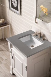 JAMES MARTIN 147-V26-BW-3GEX BROOKFIELD 26 INCH BRIGHT WHITE SINGLE VANITY WITH 3 CM GREY EXPO QUARTZ TOP WITH SINK