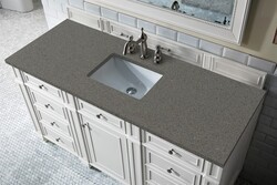 JAMES MARTIN 157-V60S-BW-3GEX BRISTOL 60 INCH SINGLE VANITY IN BRIGHT WHITE WITH 3 CM GREY EXPO QUARTZ TOP WITH SINK