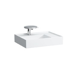 LAUFEN H810334U KARTELL 23 5/8 INCH WALL MOUNT RECTANGLE WASHBASIN WITH CONCEALED OUTLET AND RIGHT SHELF