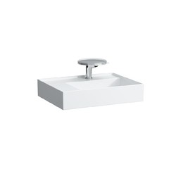 LAUFEN H810335U KARTELL 23 5/8 INCH WALL MOUNT RECTANGLE WASHBASIN WITH CONCEALED OUTLET AND LEFT SHELF