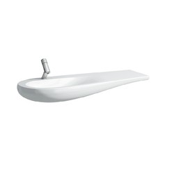 LAUFEN H814973400U ILBAGNOALESSI ONE 47 1/4 INCH OVAL WALL MOUNT WASHBASIN CONSOLE, RIGHT SHELF WITH OVERFLOW AND CERAMIC WASTE COVER