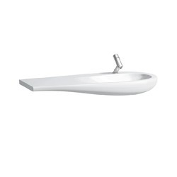 LAUFEN H814974400U ILBAGNOALESSI ONE 47 1/4 INCH OVAL WALL MOUNT WASHBASIN CONSOLE, SHELF LEFT WITH OVERFLOW AND CERAMIC WASTE COVER