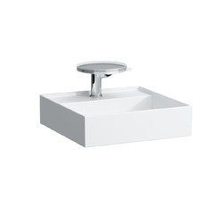 LAUFEN H815331U KARTELL 18 1/8 INCH SQUARE WALL MOUNT SMALL WASHBASIN WITH CONCEALED OUTLET