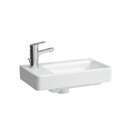 LAUFEN H815955000U LAUFEN PRO S 18 7/8 INCH WALL MOUNT SMALL RECTANGULAR WASHBASIN WITH OVERFLOW AND TAP BANK LEFT
