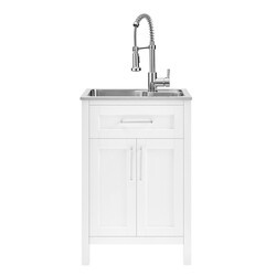 OVE DECORS 15VVAR-PIAR22-007YJ PIARAS 22 INCH CABINET WITH UTILITY SINK AND FAUCET IN WHITE