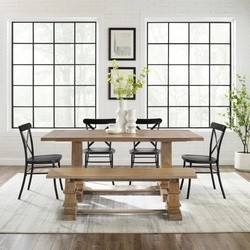 CROSLEY KF20023RB-MB JOANNA 121 INCH MODERN FARMHOUSE DESIGN 6-PIECE DINING SET WITH CAMILLE CHAIRS - MATTE BLACK