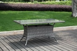 HOSPITALITY RATTAN 890-1399-GRY-RT ULTRA 60 INCH RECTANGULAR DINING TABLE WITH TEMPERED GLASS - GREY