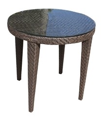 HOSPITALITY RATTAN 903-3305-JBP-GL SOHO 30 INCH ROUND BISTRO TABLE WITH GLASS - JAVA BROWN