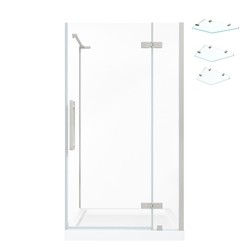 OVE DECORS TA1301H1 ENDLESS TAMPA 38 INCH CORNER FRAMELESS HINGE SHOWER DOOR WITH BASE AND SHELVES