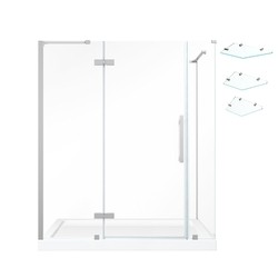 OVE DECORS TA2322K1 ENDLESS TAMPA 60 INCH CORNER FRAMELESS HINGE SHOWER DOOR WITH BASE AND SHELVES