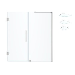 OVE DECORS TP028001 ENDLESS TAMPA-PRO 64 3/8 INCH ALCOVE FRAMELESS HINGE SHOWER DOOR WITH SHELVES