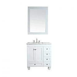 EVIVA EVVN69-28 ACCLAIM 28 INCH TRANSITIONAL BATHROOM VANITY WITH WHITE CARRARA MARBLE COUNTERTOP AND UNDERMOUNT PORCELAIN SINK