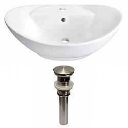 AMERICAN IMAGINATIONS AI-30991 23 INCH ABOVE COUNTER WHITE VESSEL SET FOR 1 HOLE CENTER FAUCET