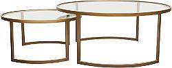 DIAMOND SOFA LANECTGD LANE 40 INCH TWO PIECE ROUND NESTING SET TABLE WITH CLEAR TEMPERED GLASS TOPS AND POLISHED METAL FRAME - HAND BRUSHED GOLD