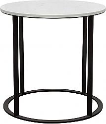 DIAMOND SOFA SURFACEETMA SURFACE 26 INCH ROUND END TABLE WITH ENGINEERED MARBLE TOP AND POWDER COATED METAL BASE - BLACK AND WHITE