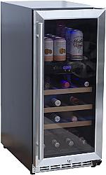 SUMMERSET SSRFR-15WD 14 7/8 INCH 3.2C OUTDOOR RATED DUAL ZONE WINE COOLER - STAINLESS STEEL