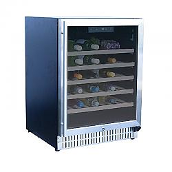 SUMMERSET SSRFR-24W 23 3/8 INCH 5.3C DELUXE OUTDOOR RATED WINE COOLER - STAINLESS STEEL AND BLACK