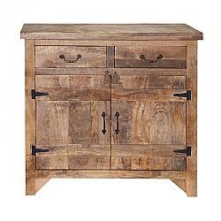 THE URBAN PORT UPT-197307 39 INCH FARMHOUSE STYLE TWO DRAWER WOODEN CABINET WITH DUAL DOOR STORAGE - BROWN