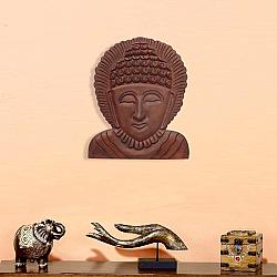 THE URBAN PORT UPT-148947 15 INCH THE URBAN PORT WOODEN BUDDHA WALL HANGING ART DECOR - BROWN