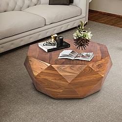 THE URBAN PORT UPT-196015 34 INCH DIAMOND SHAPE ACACIA WOOD COFFEE TABLE WITH SMOOTH TOP - DARK BROWN