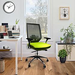 THE URBAN PORT UPT-230095 26 INCH ADJUSTABLE MESH BACK ERGONOMIC OFFICE SWIVEL CHAIR WITH PADDED SEAT AND CASTERS - GREEN AND GRAY