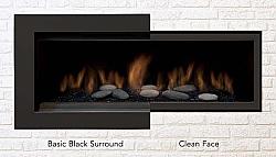 SIERRA FLAME AUSTIN-CLEAN-BLK 62 INCH CLEAN FACE SURROUND WITH SAFETY BARRIER FOR AUSTIN SERIES FIREPLACE - BLACK