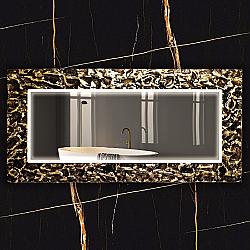 PIACEREBATH MIR-ARMD-BLG ARMIN 31 1/8 INCH LUXURY MURANO GLASS DOUBLE VANITY LED MIRROR - BLACK AND GOLD