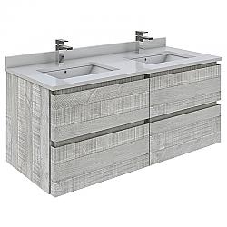 FRESCA FCB31-2424-CWH-U FORMOSA 48 INCH WALL-HUNG DOUBLE SINK MODERN BATHROOM VANITY WITH TOP AND SINKS