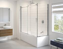 FLEURCO NHST26032-40 HORIZON 60 INCH 2 SIDED TUB ENCLOSURE SLIDING DOOR AND FIXED PANEL WITH RETURN PANEL