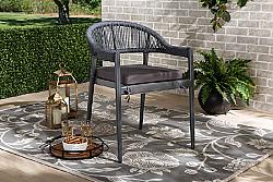 BAXTON STUDIO WA-6858L-GREY-DC WENDELL 22 INCH MODERN AND CONTEMPORARY ROPE AND METAL OUTDOOR DINING CHAIR - GREY