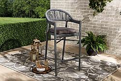 BAXTON STUDIO WA-6872H-GREY-BS WENDELL 20 INCH MODERN AND CONTEMPORARY ROPE AND METAL OUTDOOR BAR STOOL - GREY