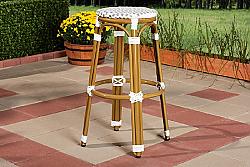BAXTON STUDIO WA-4123-BS JOELLE 20 1/2 INCH CLASSIC FRENCH INDOOR AND OUTDOOR BAMBOO STYLE STACKABLE BISTRO BAR STOOL