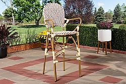BAXTON STUDIO WA-4209-BS MARGUERITE 21 5/8 INCH CLASSIC FRENCH INDOOR AND OUTDOOR BAMBOO STYLE STACKABLE BISTRO BAR STOOL