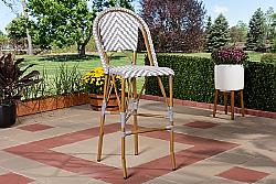 BAXTON STUDIO WA-4307V-BS ILENE 18 1/2 INCH CLASSIC FRENCH INDOOR AND OUTDOOR BAMBOO STYLE STACKABLE BISTRO BAR STOOL