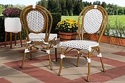 BAXTON STUDIO WA-4094-DC GAUTHIER 16 7/8 INCH CLASSIC FRENCH INDOOR AND OUTDOOR BAMBOO STYLE STACKABLE BISTRO DINING CHAIR, SET OF TWO