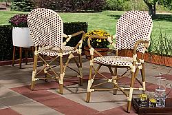 BAXTON STUDIO WA-4209-DC SEVA 21 5/8 INCH CLASSIC FRENCH INDOOR AND OUTDOOR BAMBOO STYLE STACKABLE BISTRO DINING CHAIR, SET OF TWO
