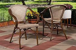 BAXTON STUDIO WA-5101-DC ARTUS 21 5/8 INCH CLASSIC FRENCH INDOOR AND OUTDOOR BAMBOO STYLE STACKABLE BISTRO DINING CHAIR, SET OF TWO
