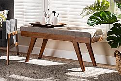 BAXTON STUDIO ALONA 41 1/4 INCH MID-CENTURY MODERN FABRIC UPHOLSTERED AND WOOD DINING BENCH
