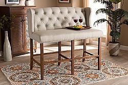 BAXTON STUDIO BBT5349 ALIRA 47 5/8 INCH MODERN AND CONTEMPORARY FABRIC UPHOLSTERED AND WOOD BUTTON-TUFTED BAR STOOL BENCH